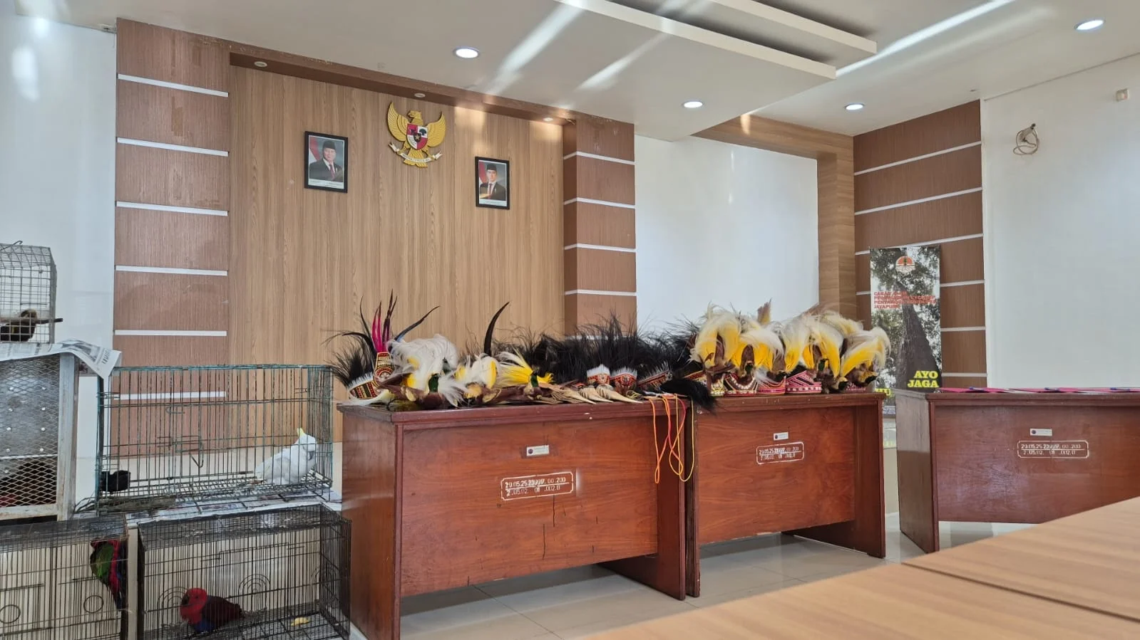 Puluhan barang bukti hasil patroli terpadu berupa opsetan serta satwa dalam keadaan hidup. | Foto: Istimewa