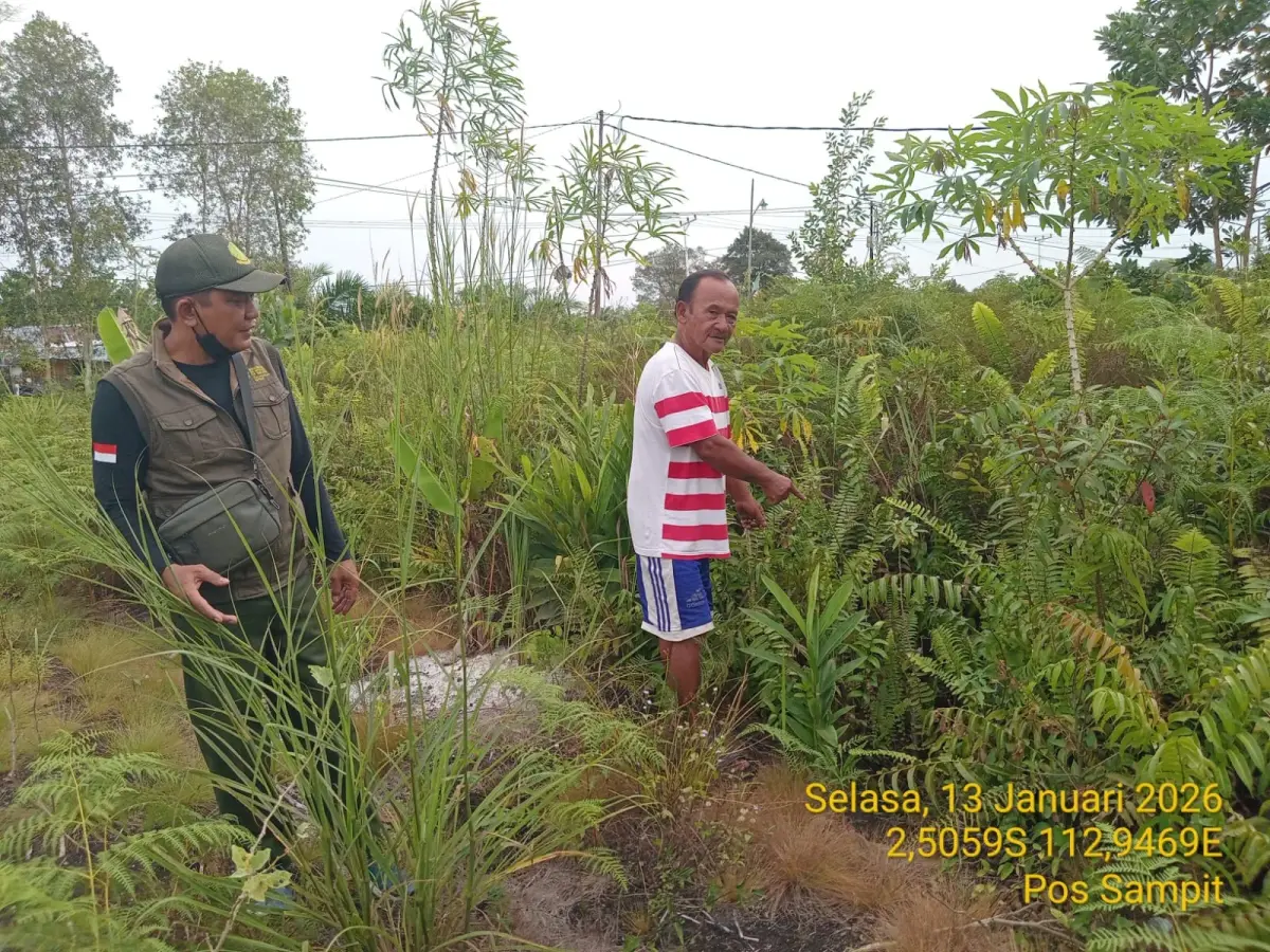 Seksi KSDA Wilayah II Pos Sampit Kabupaten Kotim melakukan observasi lapangan setelah kemunculan beruang di permukiman war...