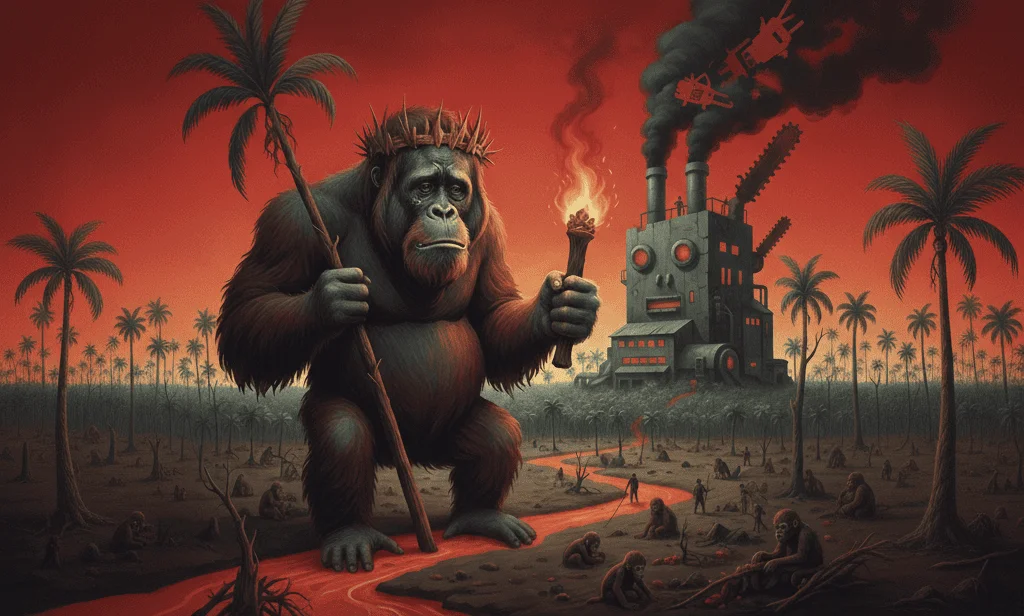 AI Genenator Gemini orangutan dalam bayang-bayang industri sawit - Rangu Sahabat Baruku